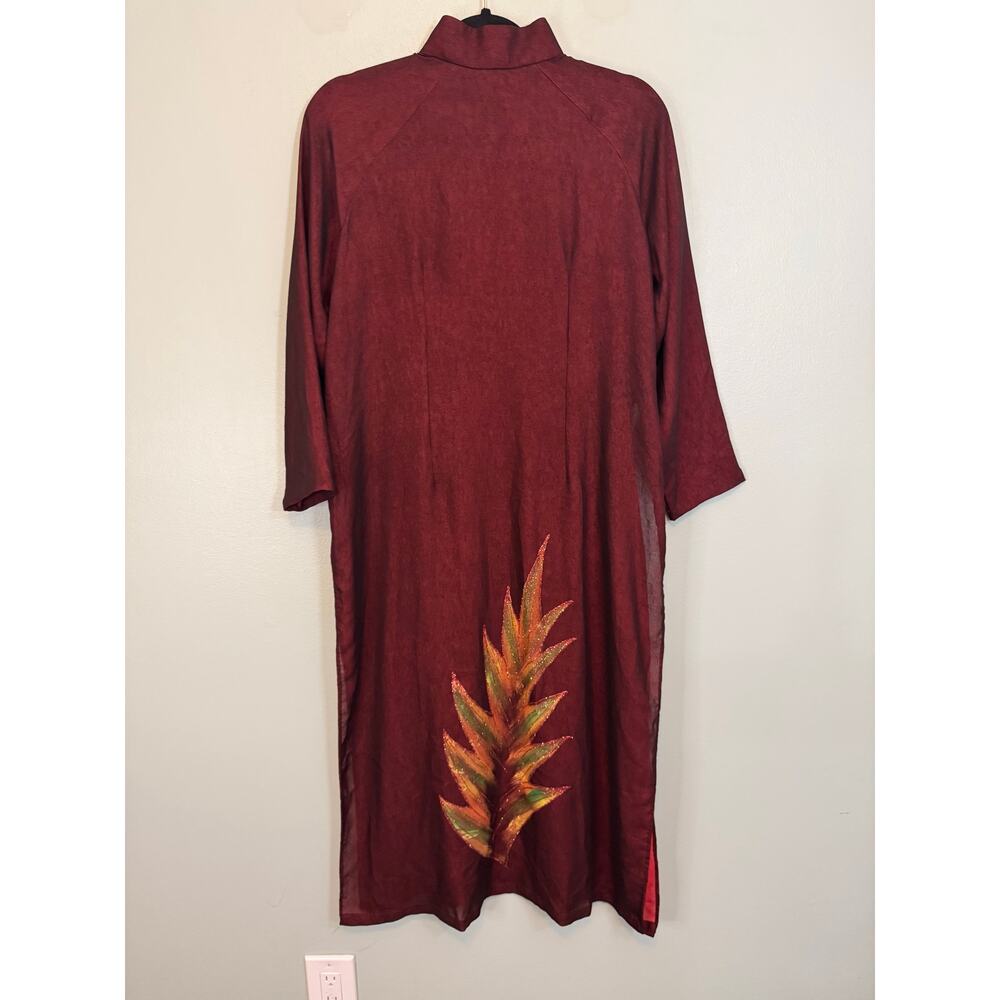 My Hauh Ao Dai Dress M/L Red Midi Vietnamese Cultural Ethnic Artsy Traditional - Picture 2 of 10